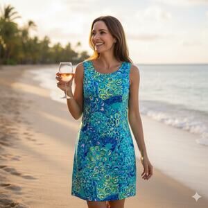 Lilly Pulitzer Cathy Shift Dress Size 0 Sea Blue Lillys Lagoon #19708 Holy GRAIL